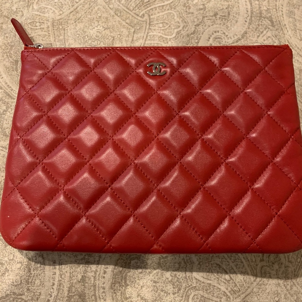 Chanel O Case Quilted in Red